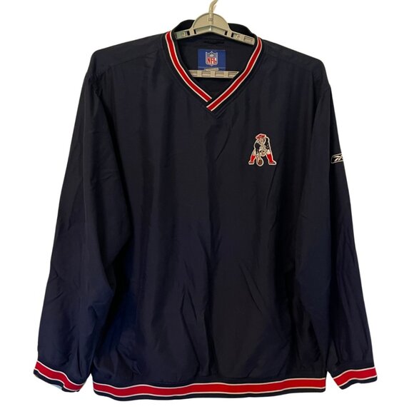 Y2K Vintage Reebok NFL Patriots Pullover Jacket 2XL V-Neck Retro Throwback Logo - Picture 1 of 4